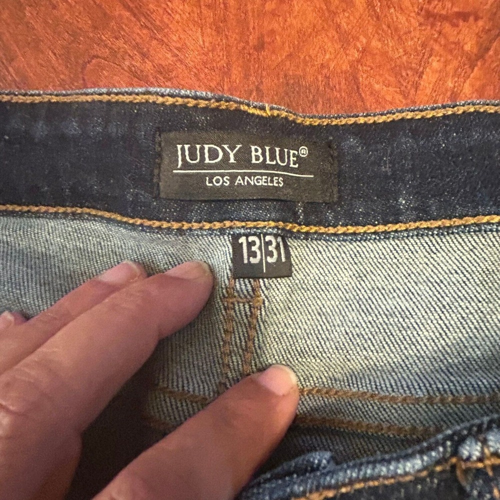 Judy Blue Hi Rise Skinny Jeans Womens 13/31 JB82253 Dark Wash Stretch Whiskered - Picture 4 of 9
